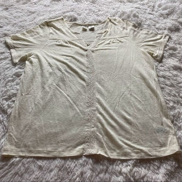 Artisan NY Pale Yellow 100% Linen Short Sleeve Top Size Small - Picture 1 of 8